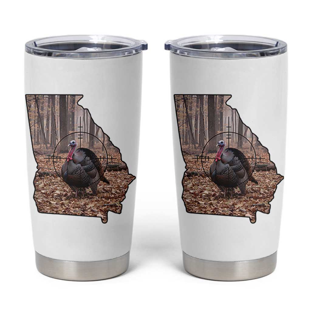 Georgia Turkey Hunting Tumbler Cup Camo American Flag Hunter Gift - Wonder Print Shop