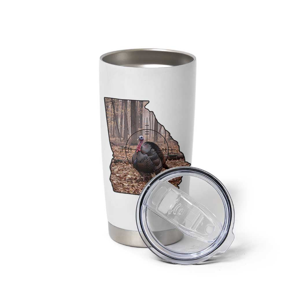 Georgia Turkey Hunting Tumbler Cup Camo American Flag Hunter Gift - Wonder Print Shop