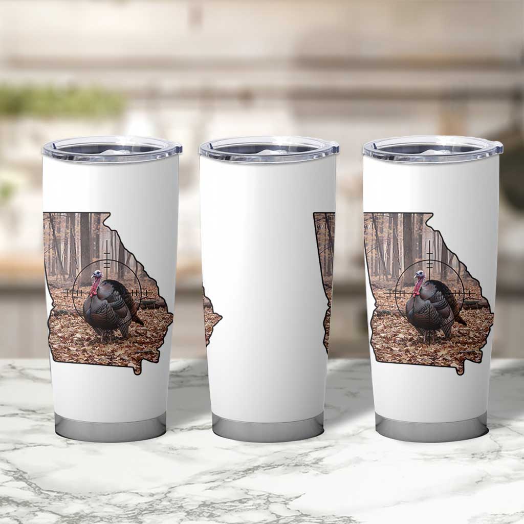 Georgia Turkey Hunting Tumbler Cup Camo American Flag Hunter Gift - Wonder Print Shop