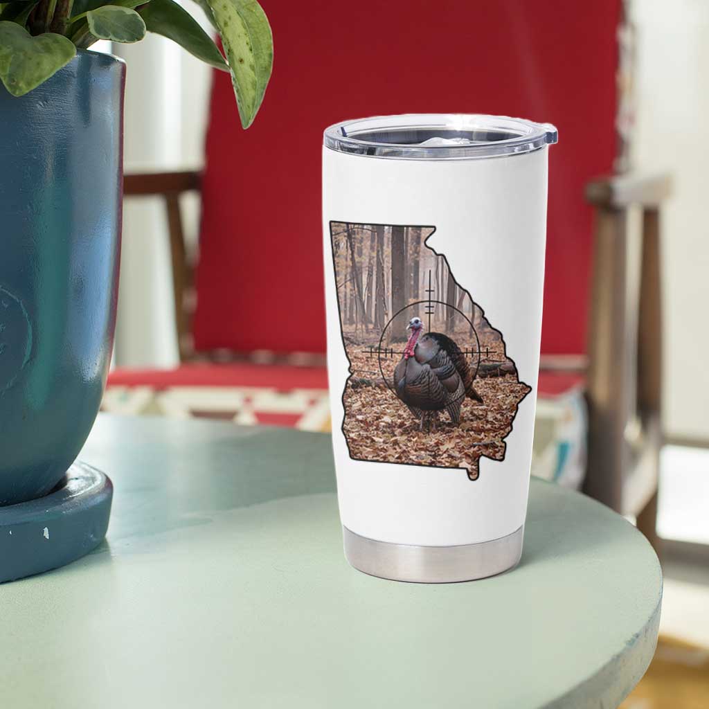 Georgia Turkey Hunting Tumbler Cup Camo American Flag Hunter Gift - Wonder Print Shop