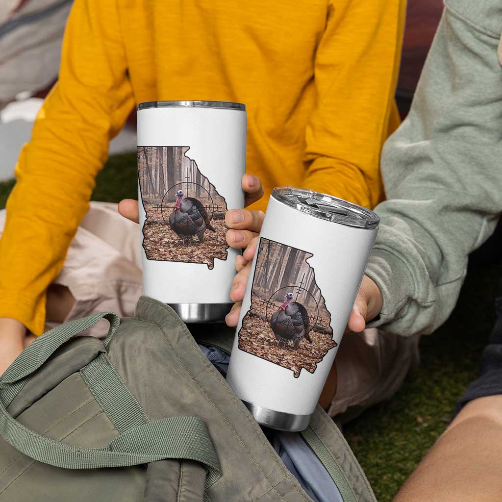Georgia Turkey Hunting Tumbler Cup Camo American Flag Hunter Gift - Wonder Print Shop