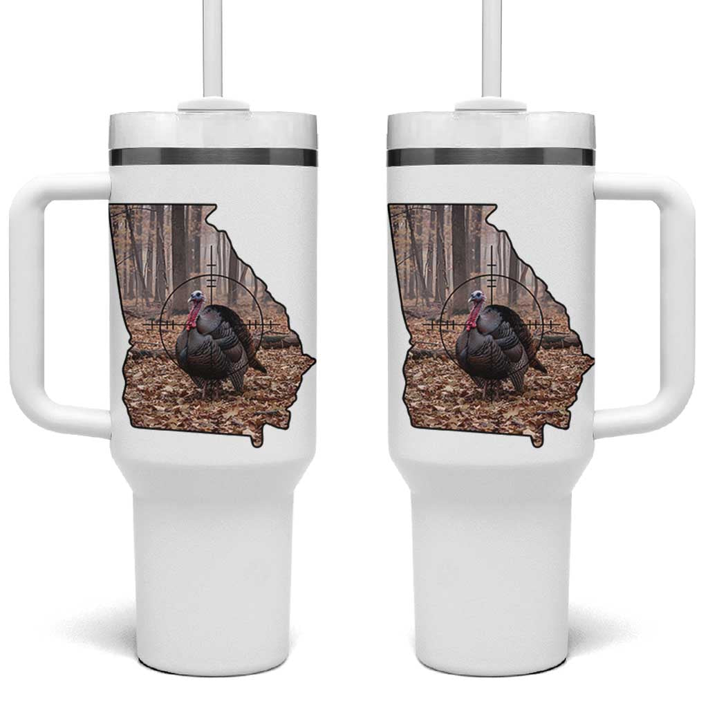 Georgia Turkey Hunting Tumbler With Handle Camo American Flag Hunter Gift - Wonder Print Shop