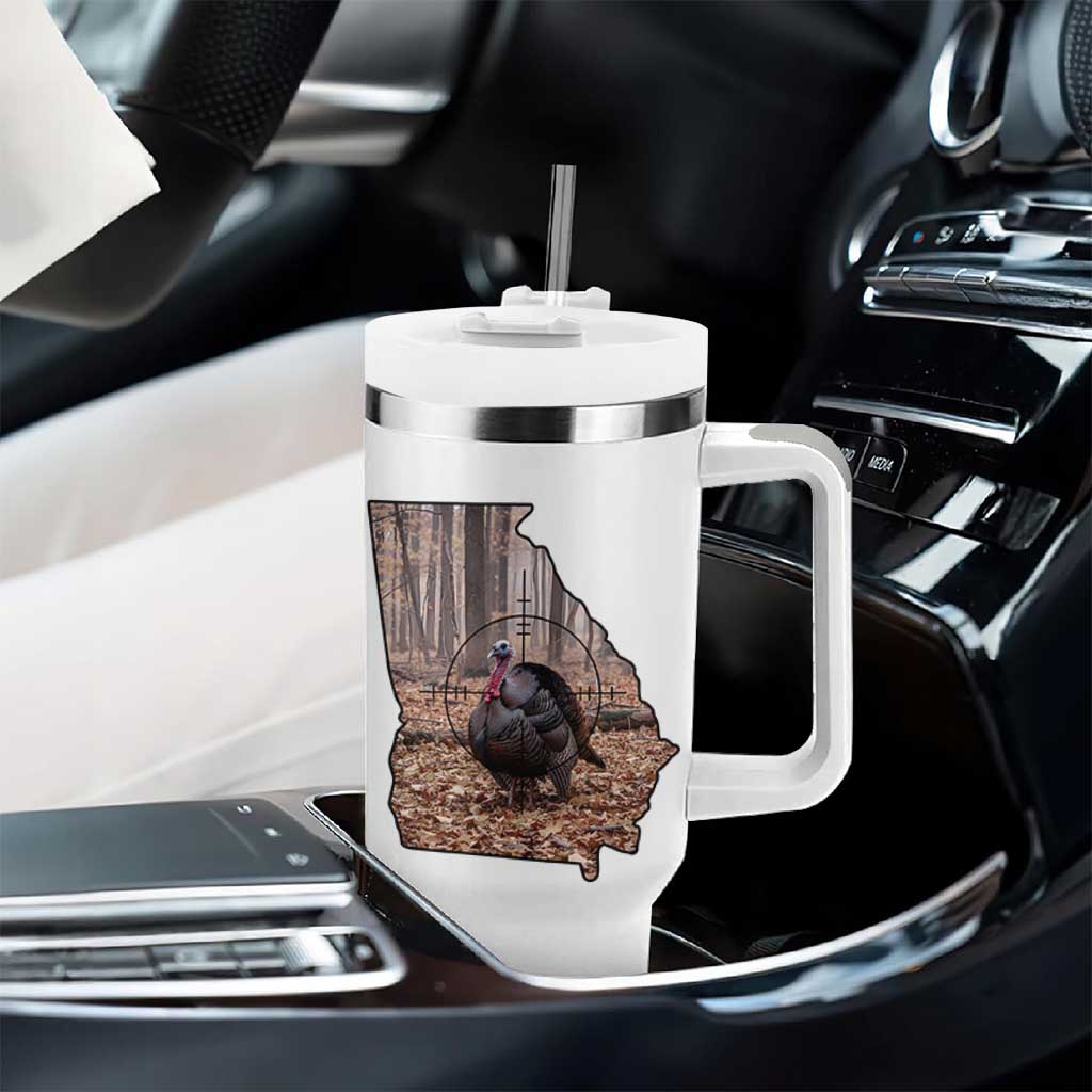 Georgia Turkey Hunting Tumbler With Handle Camo American Flag Hunter Gift - Wonder Print Shop