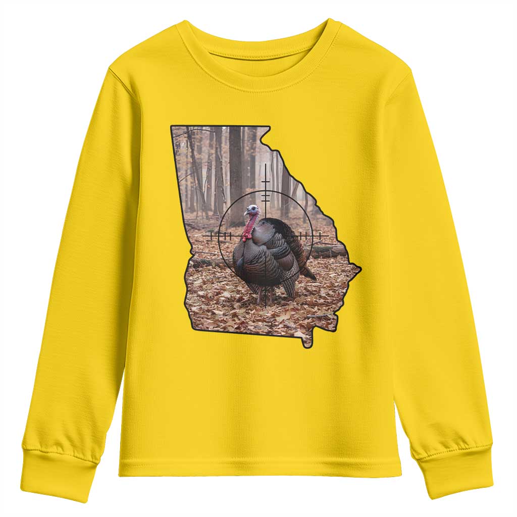 Georgia Turkey Hunting Youth Sweatshirt Camo American Flag Hunter Gift - Wonder Print Shop