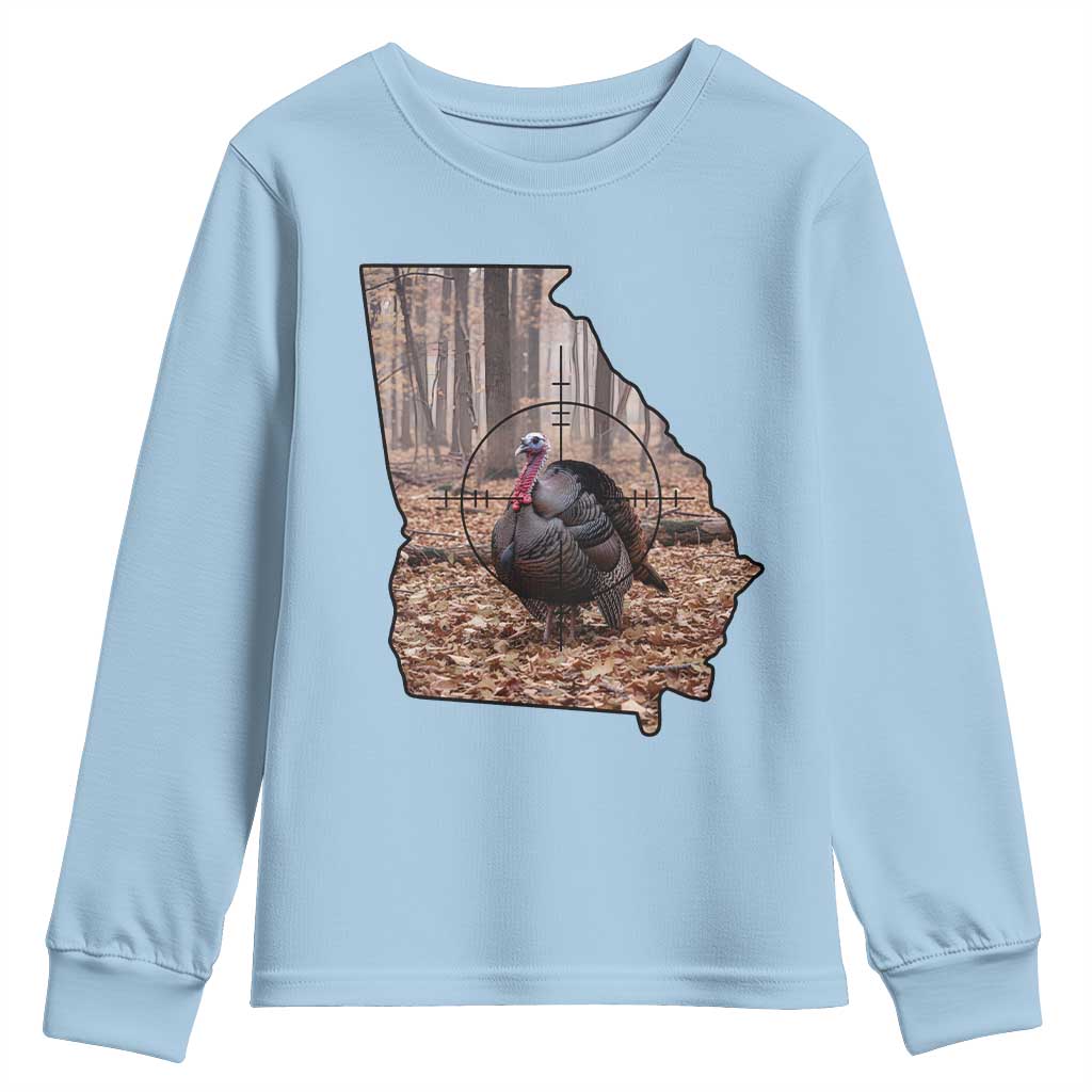 Georgia Turkey Hunting Youth Sweatshirt Camo American Flag Hunter Gift - Wonder Print Shop