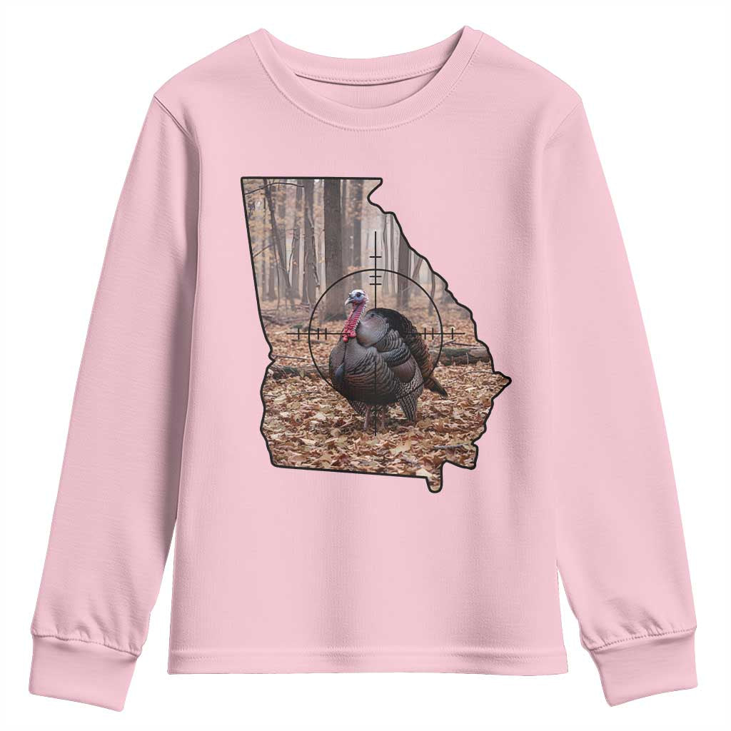 Georgia Turkey Hunting Youth Sweatshirt Camo American Flag Hunter Gift - Wonder Print Shop
