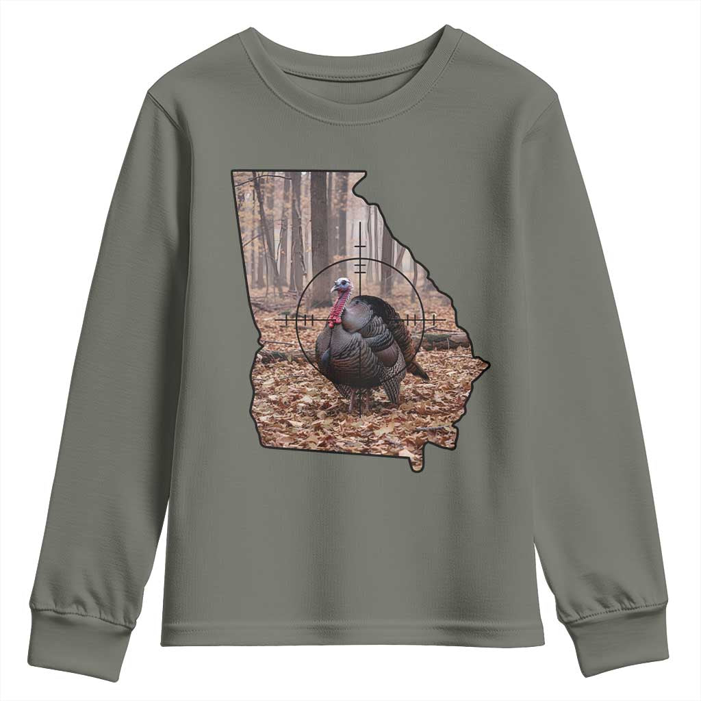 Georgia Turkey Hunting Youth Sweatshirt Camo American Flag Hunter Gift - Wonder Print Shop