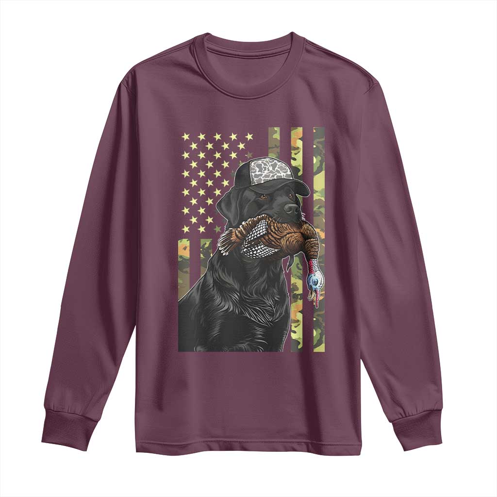 Camo Hunting Dog Turkey American Pride Gift Long Sleeve Shirt - Wonder Print Shop
