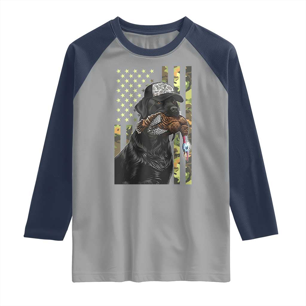 Camo Hunting Dog Turkey American Pride Gift Raglan Shirt - Wonder Print Shop