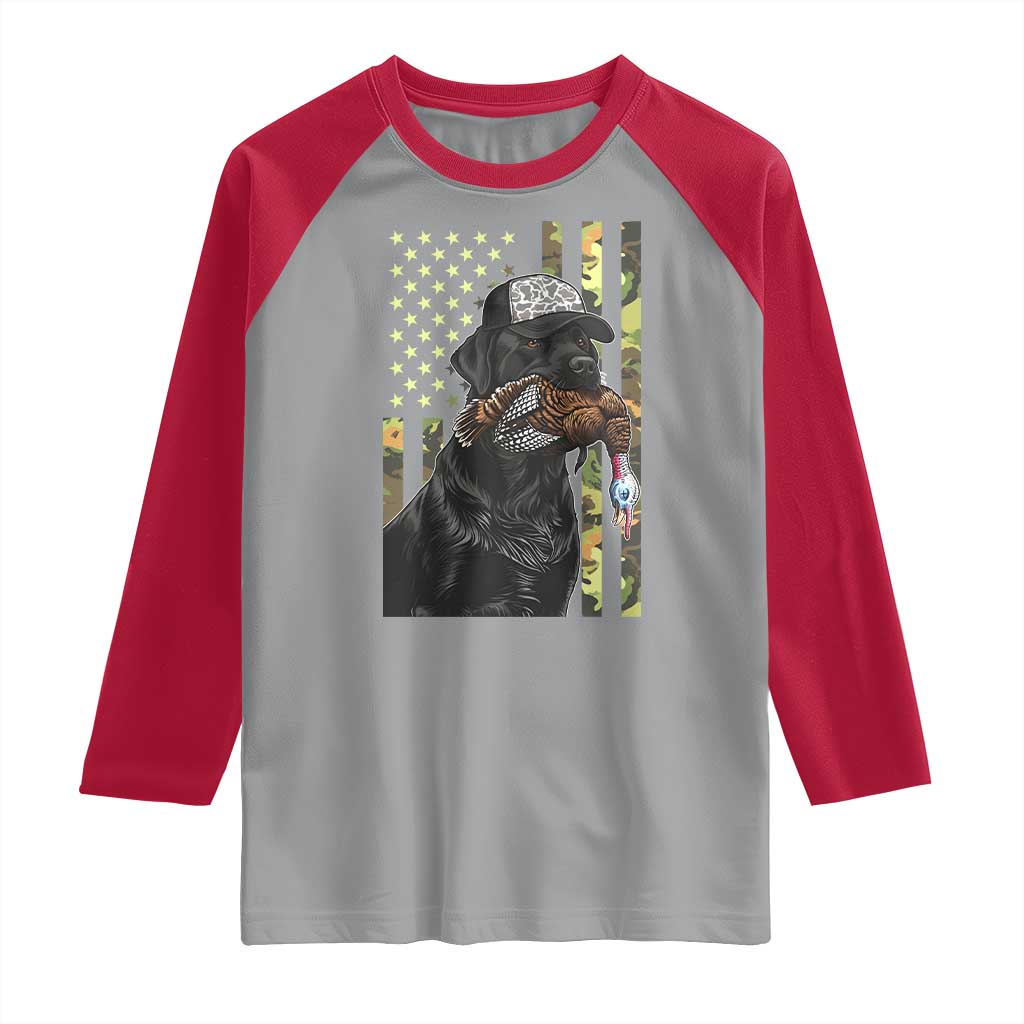Camo Hunting Dog Turkey American Pride Gift Raglan Shirt - Wonder Print Shop