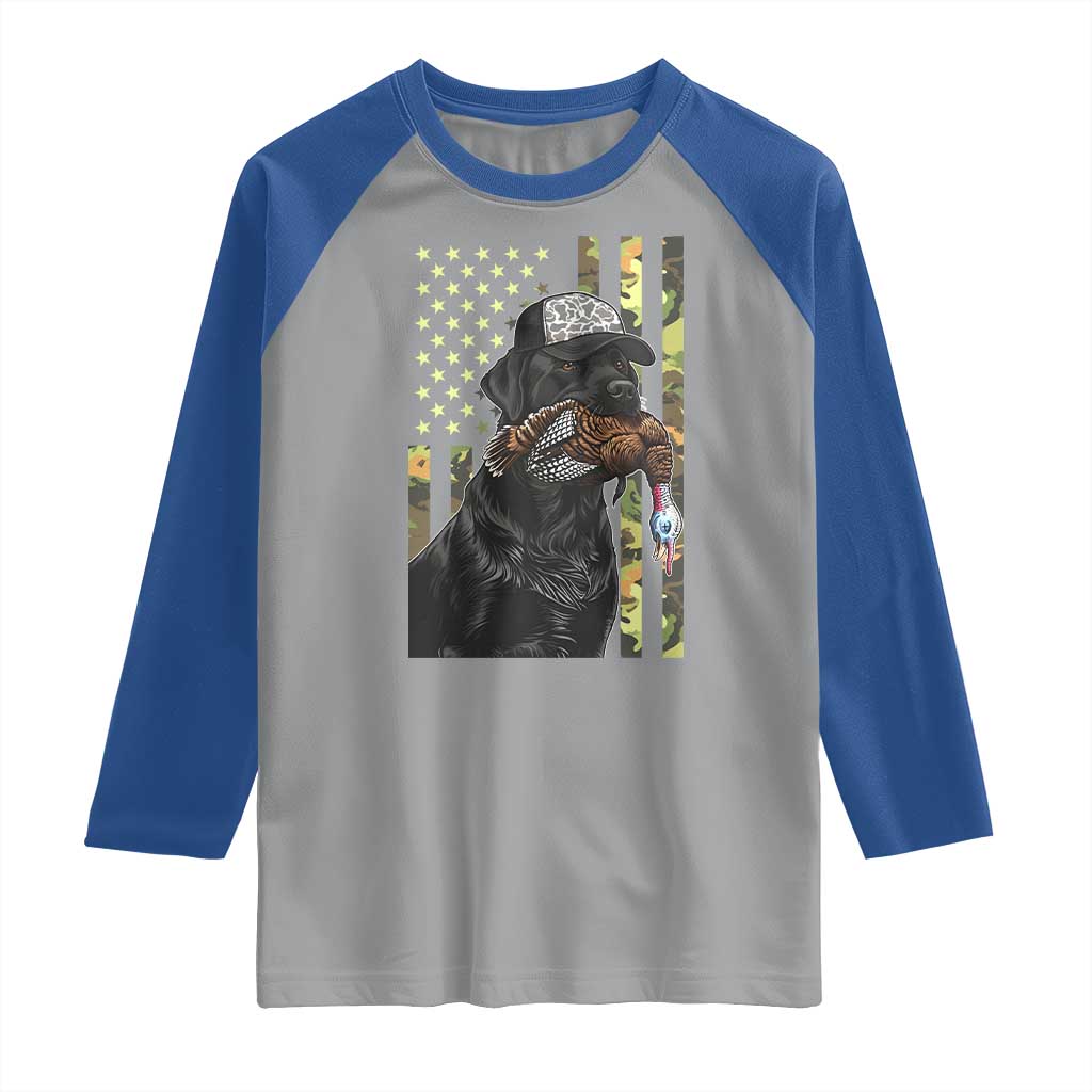 Camo Hunting Dog Turkey American Pride Gift Raglan Shirt - Wonder Print Shop