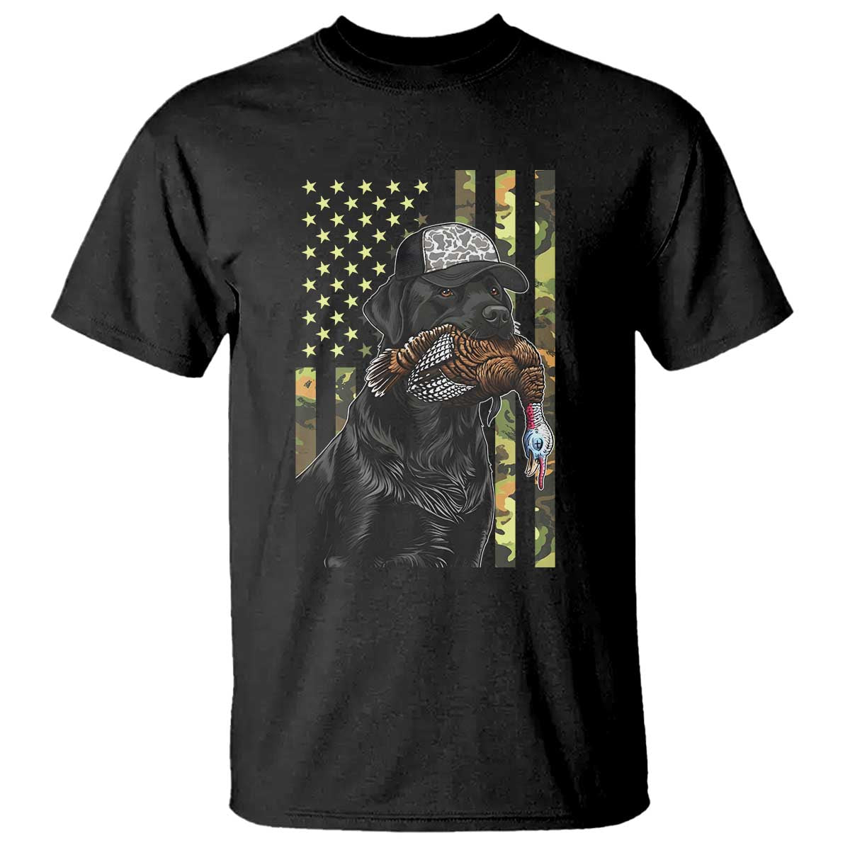 Camo Hunting Dog Turkey American Pride Gift T Shirt - Wonder Print Shop