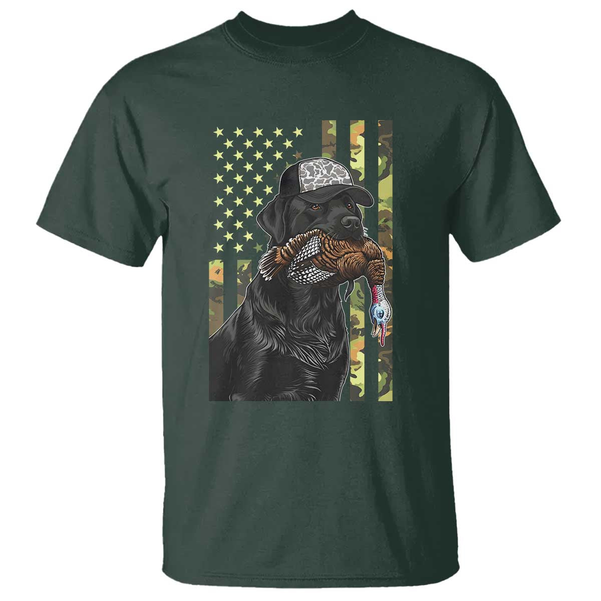 Camo Hunting Dog Turkey American Pride Gift T Shirt - Wonder Print Shop