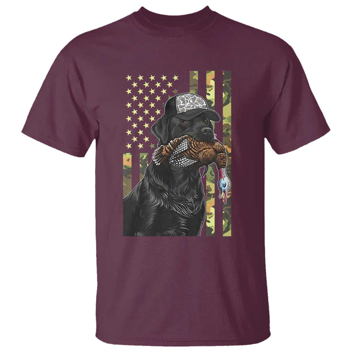 Camo Hunting Dog Turkey American Pride Gift T Shirt - Wonder Print Shop