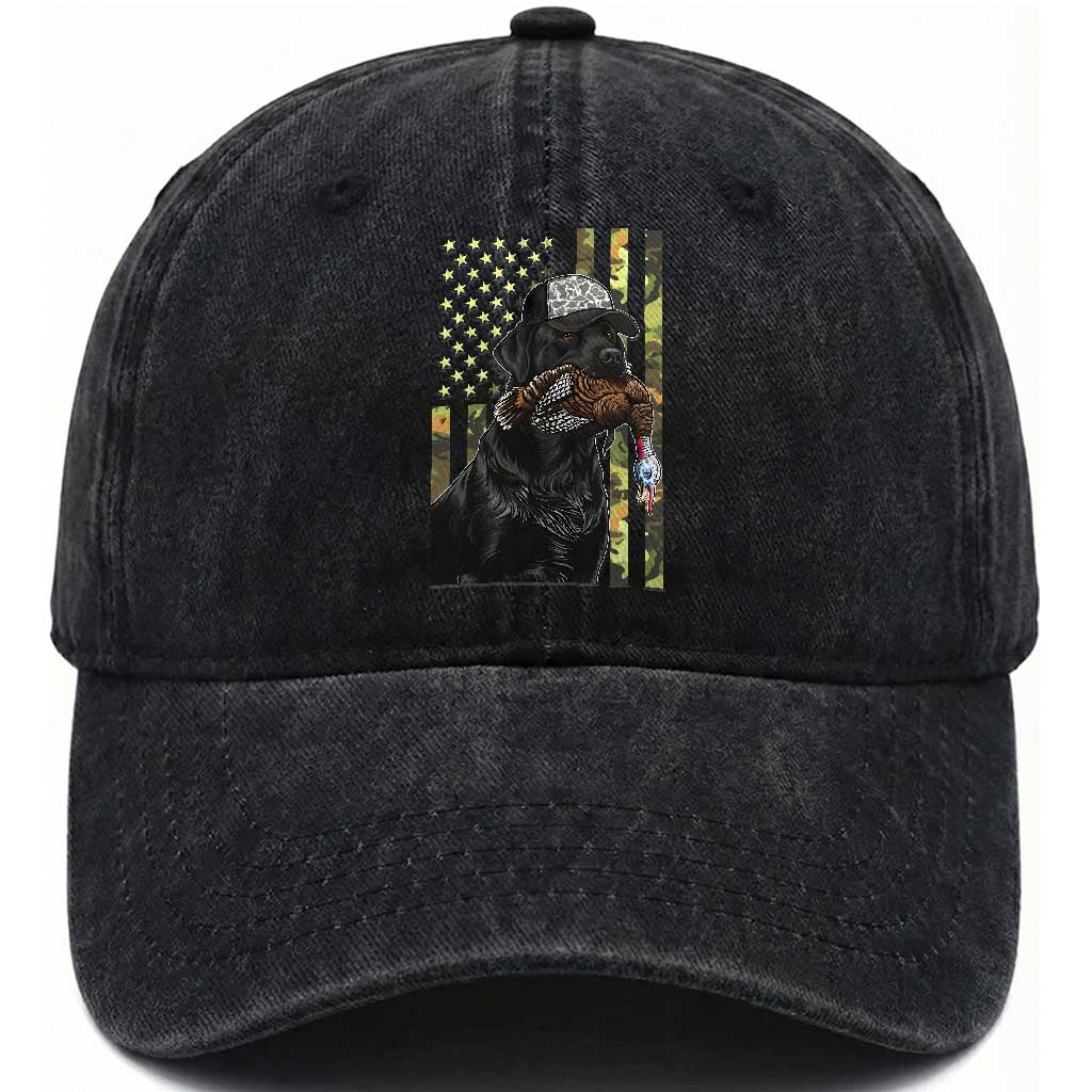 Camo Hunting Dog Turkey American Pride Gift Washed Cotton Baseball Cap