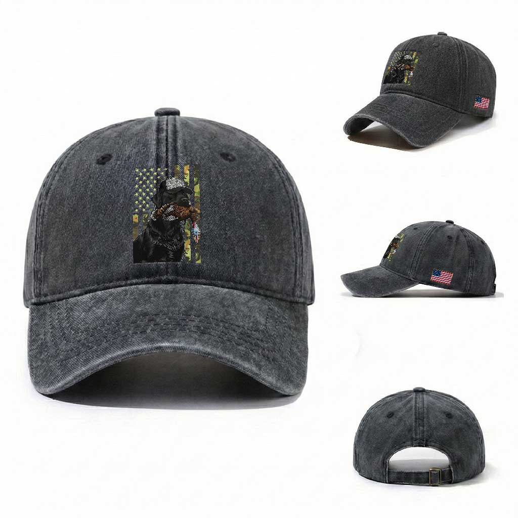 Camo Hunting Dog Turkey American Pride Gift Washed Cotton Baseball Cap