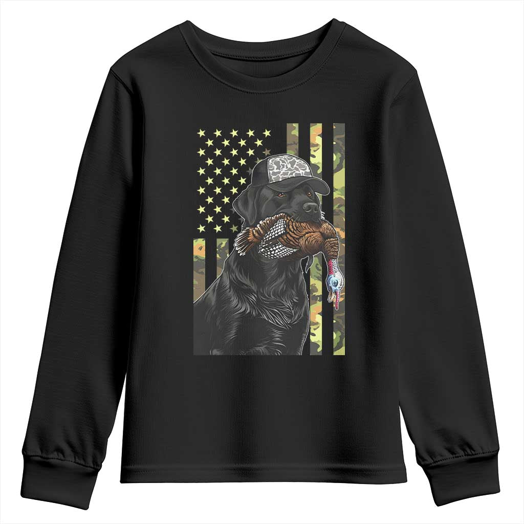 Camo Hunting Dog Turkey American Pride Gift Youth Sweatshirt - Wonder Print Shop