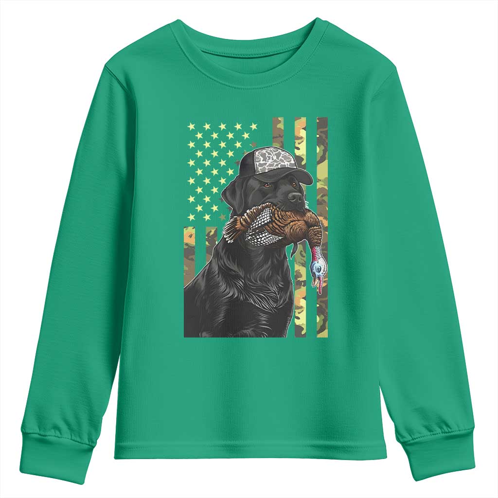 Camo Hunting Dog Turkey American Pride Gift Youth Sweatshirt - Wonder Print Shop