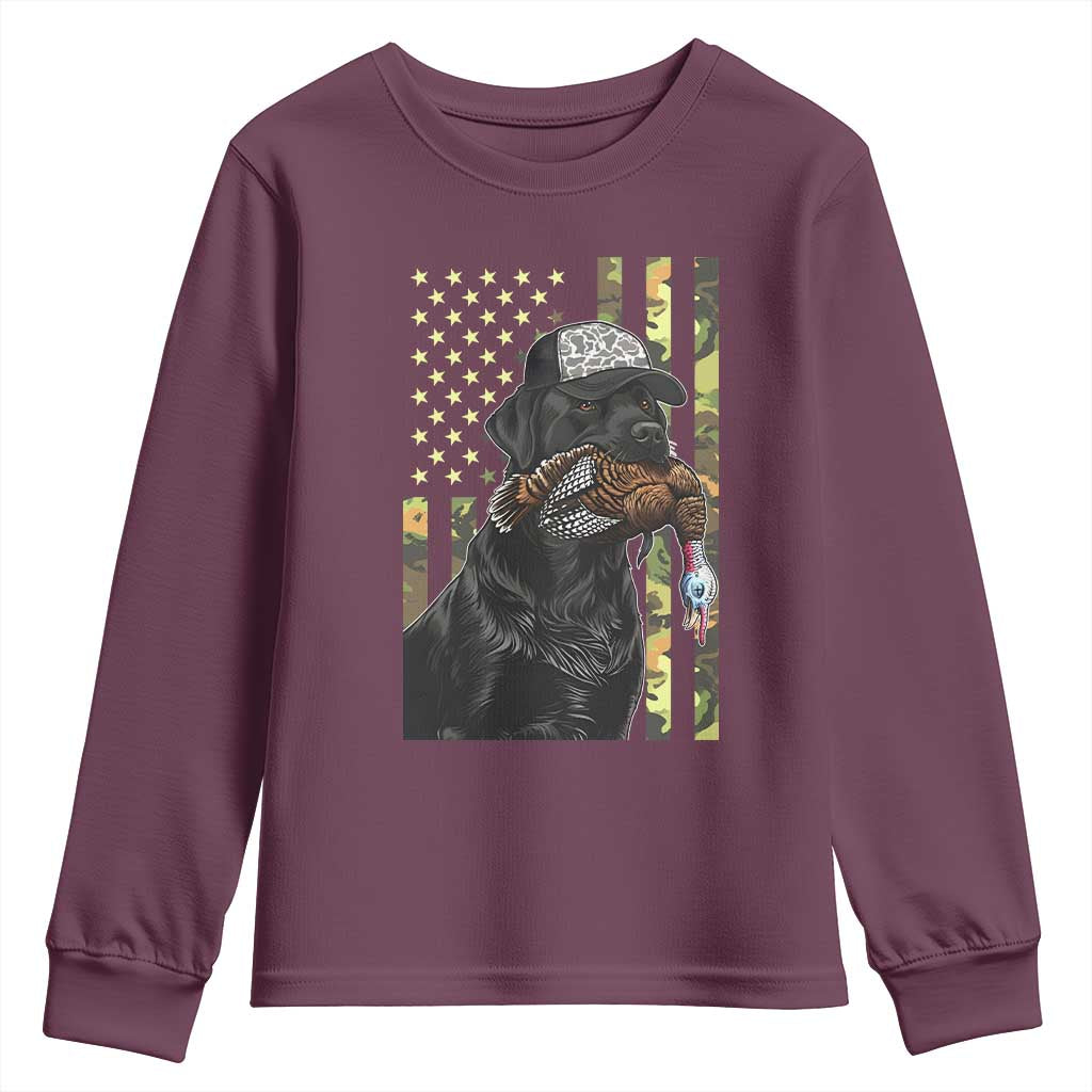 Camo Hunting Dog Turkey American Pride Gift Youth Sweatshirt - Wonder Print Shop