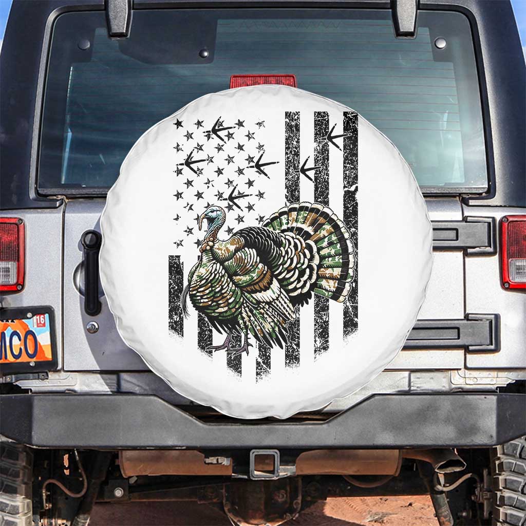 Turkey Hunter Spare Tire Cover Patriotic American Flag Gift - Wonder Print Shop