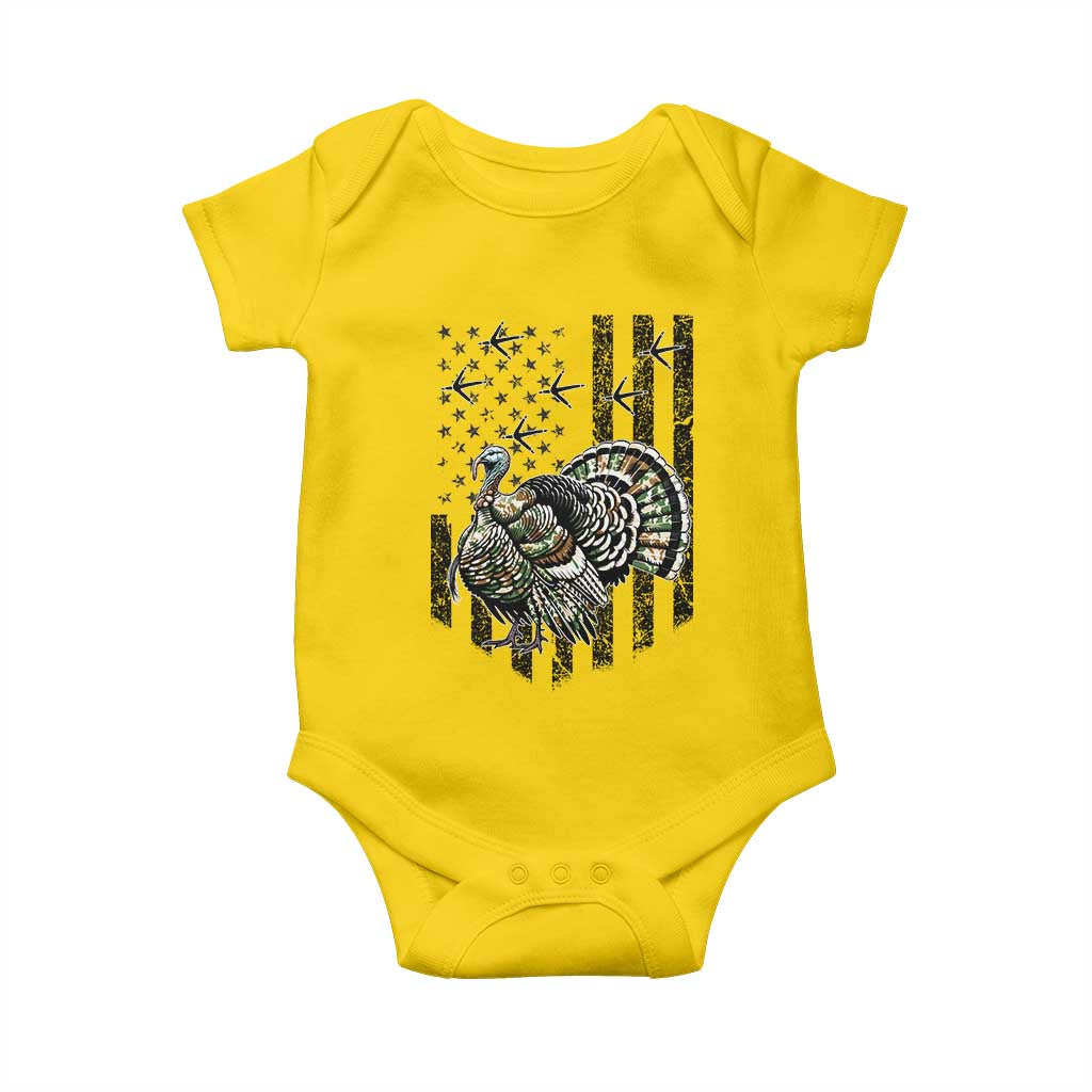 Turkey Hunter Baby Onesie Patriotic American Flag Gift - Wonder Print Shop