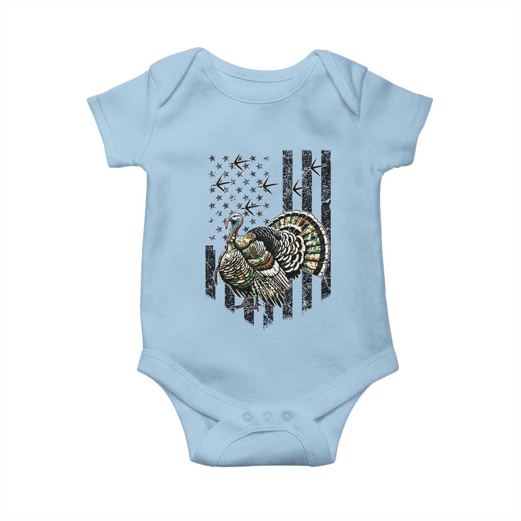 Turkey Hunter Baby Onesie Patriotic American Flag Gift - Wonder Print Shop