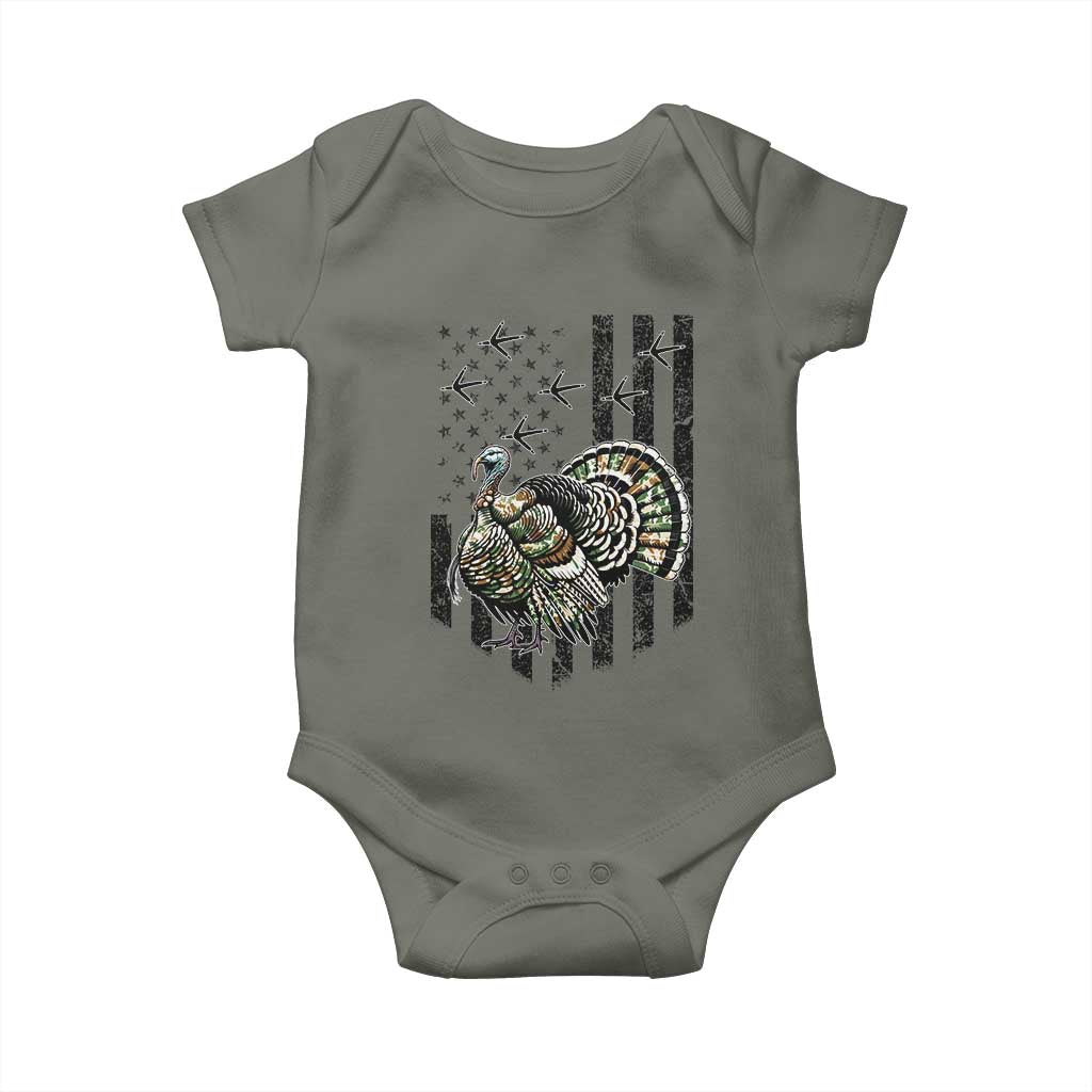 Turkey Hunter Baby Onesie Patriotic American Flag Gift - Wonder Print Shop