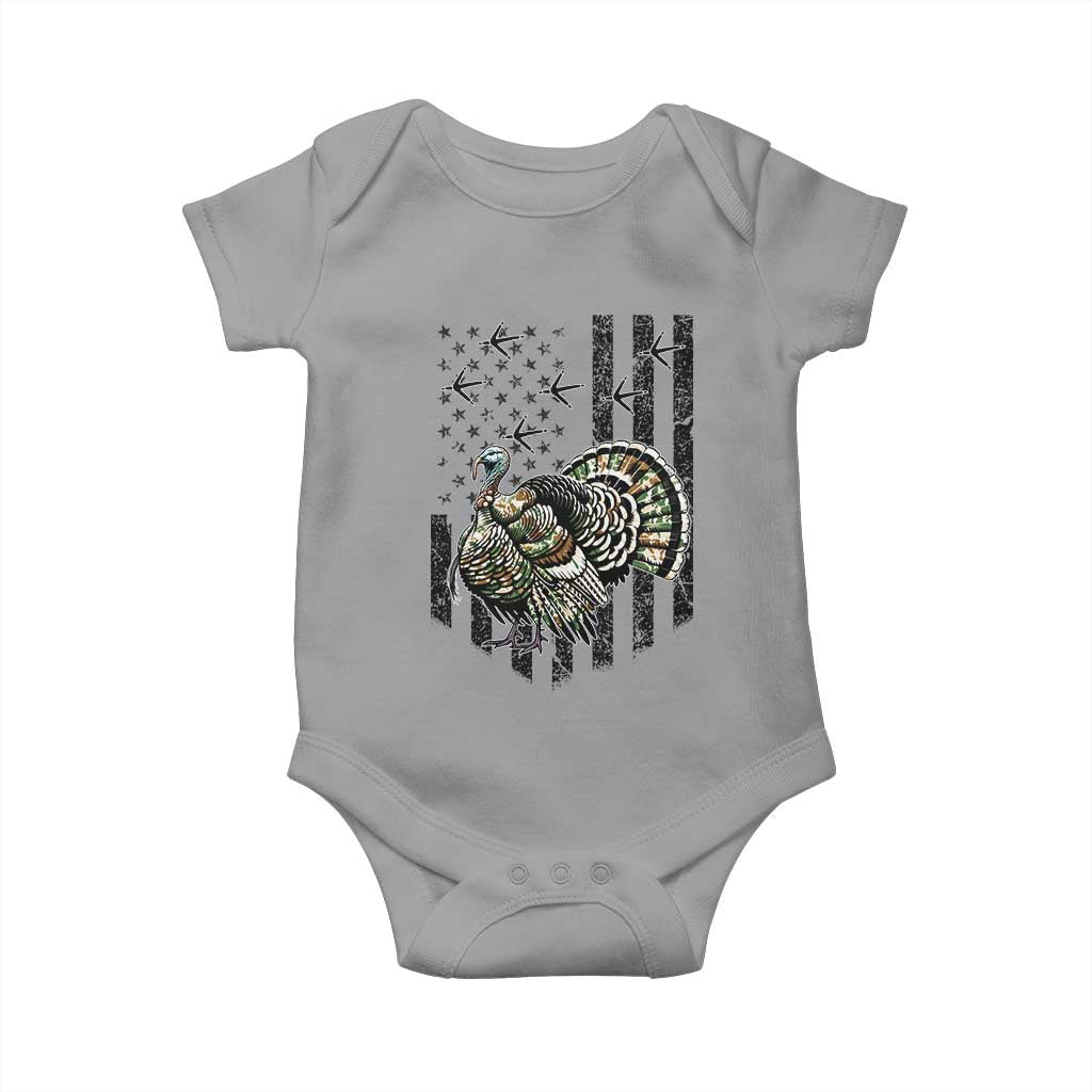 Turkey Hunter Baby Onesie Patriotic American Flag Gift - Wonder Print Shop