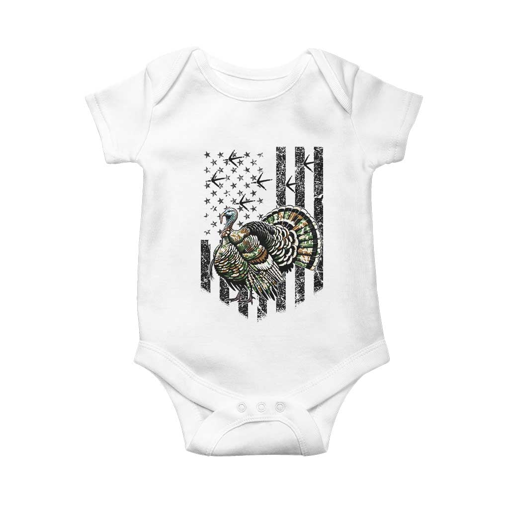 Turkey Hunter Baby Onesie Patriotic American Flag Gift - Wonder Print Shop