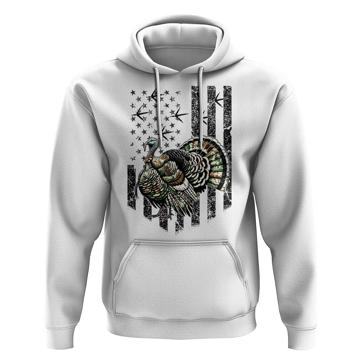 Turkey Hunter Hoodie Patriotic American Flag Gift - Wonder Print Shop