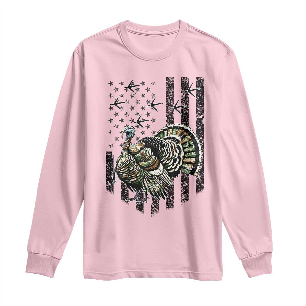 Turkey Hunter Long Sleeve Shirt Patriotic American Flag Gift - Wonder Print Shop