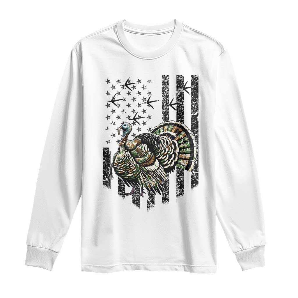 Turkey Hunter Long Sleeve Shirt Patriotic American Flag Gift - Wonder Print Shop