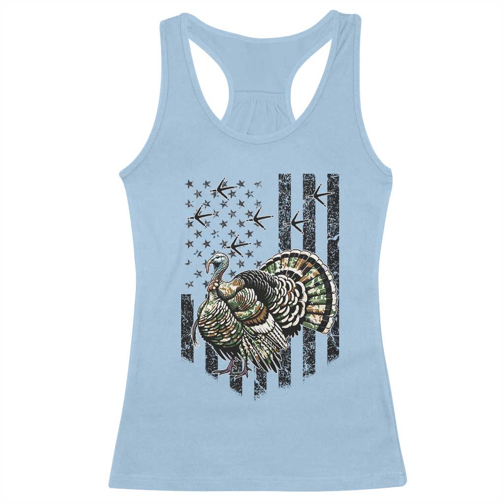 Turkey Hunter Racerback Tank Top Patriotic American Flag Gift - Wonder Print Shop