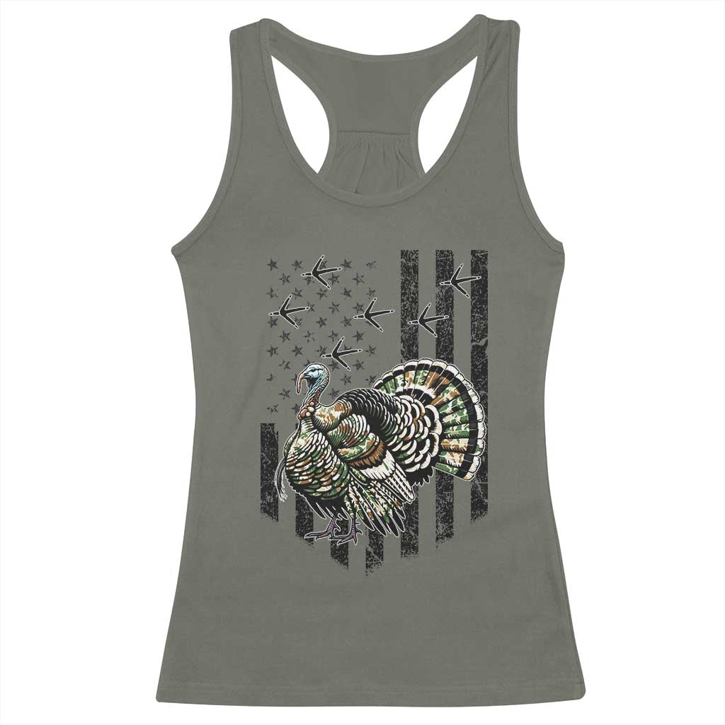 Turkey Hunter Racerback Tank Top Patriotic American Flag Gift - Wonder Print Shop