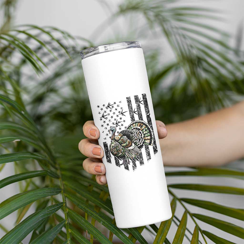 Turkey Hunter Skinny Tumbler Patriotic American Flag Gift - Wonder Print Shop