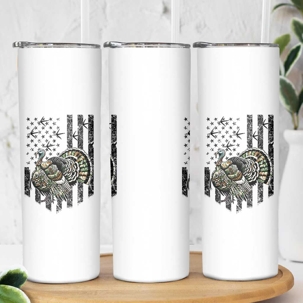 Turkey Hunter Skinny Tumbler Patriotic American Flag Gift - Wonder Print Shop