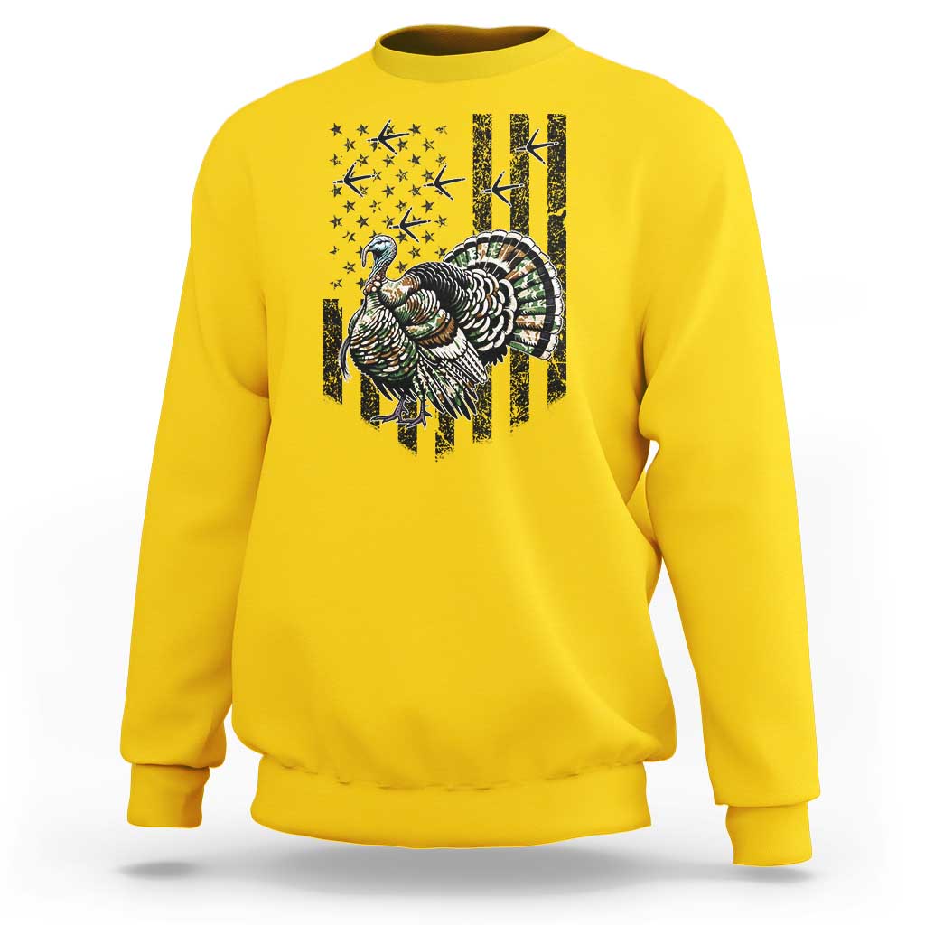Turkey Hunter Sweatshirt Patriotic American Flag Gift - Wonder Print Shop