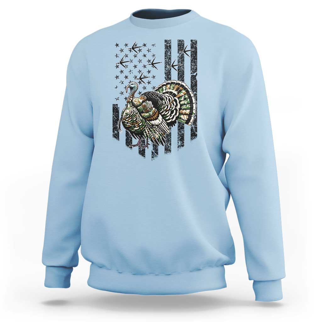 Turkey Hunter Sweatshirt Patriotic American Flag Gift - Wonder Print Shop