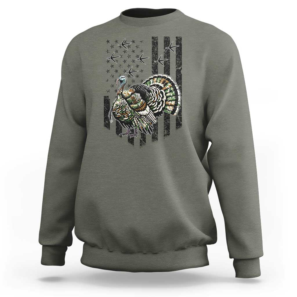 Turkey Hunter Sweatshirt Patriotic American Flag Gift - Wonder Print Shop