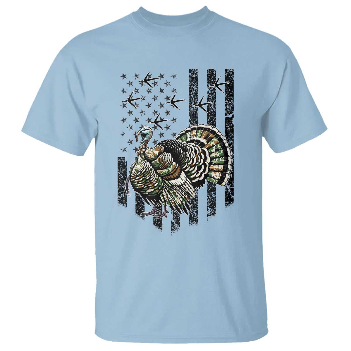 Turkey Hunter T Shirt Patriotic American Flag Gift - Wonder Print Shop