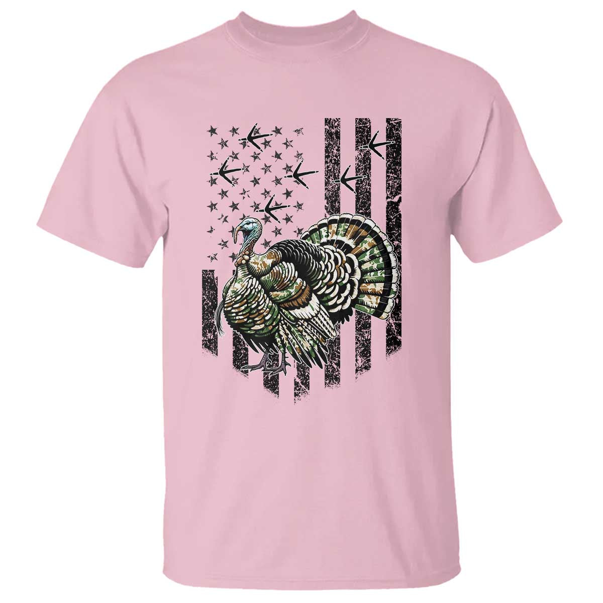 Turkey Hunter T Shirt Patriotic American Flag Gift - Wonder Print Shop