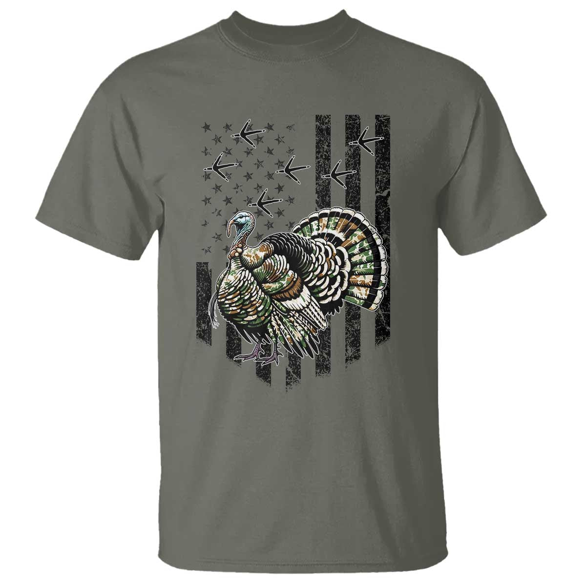 Turkey Hunter T Shirt Patriotic American Flag Gift - Wonder Print Shop