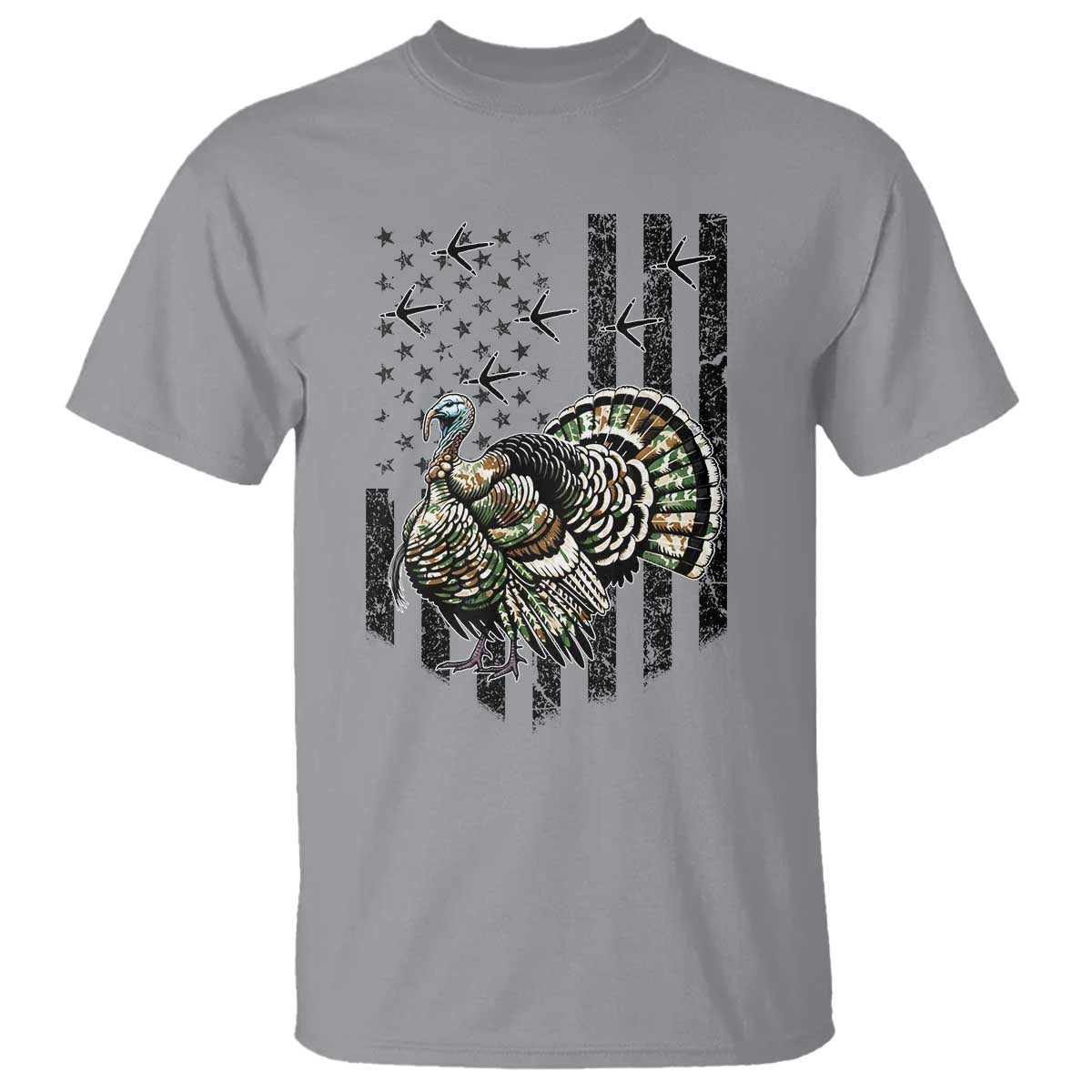 Turkey Hunter T Shirt Patriotic American Flag Gift - Wonder Print Shop