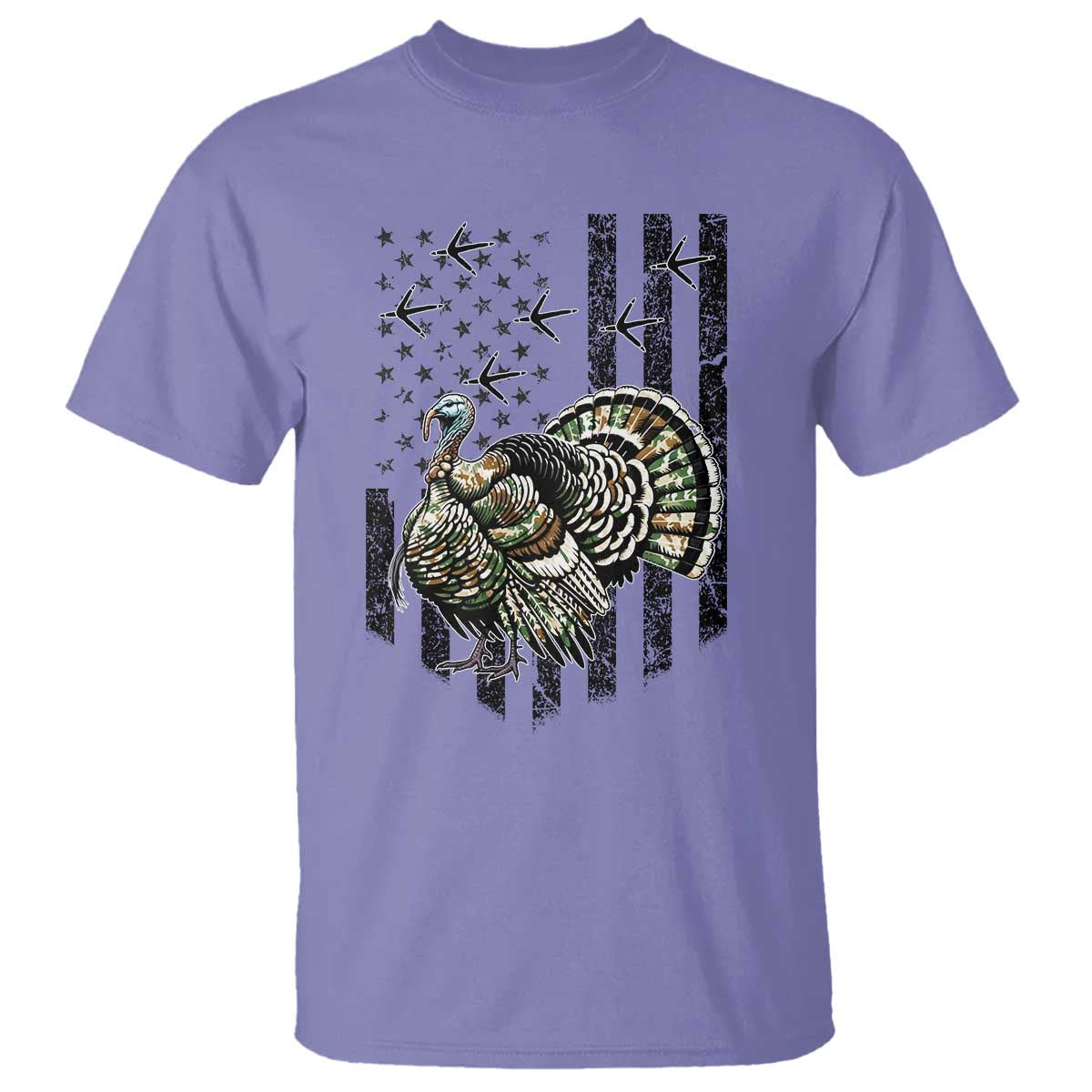 Turkey Hunter T Shirt Patriotic American Flag Gift - Wonder Print Shop