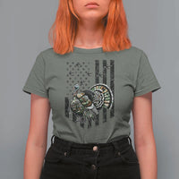 Turkey Hunter T Shirt For Women Patriotic American Flag Gift - Wonder Print Shop