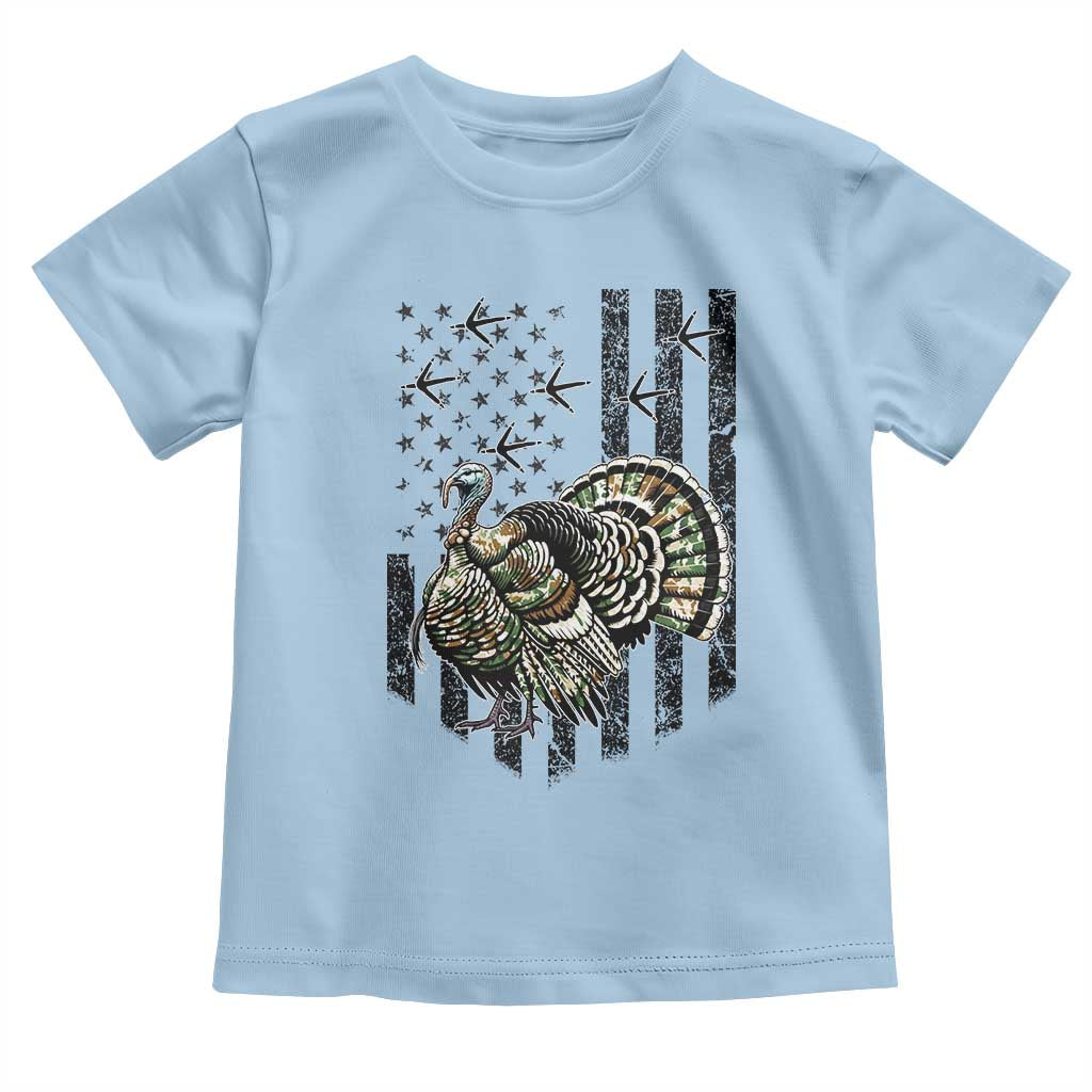 Turkey Hunter Toddler T Shirt Patriotic American Flag Gift - Wonder Print Shop
