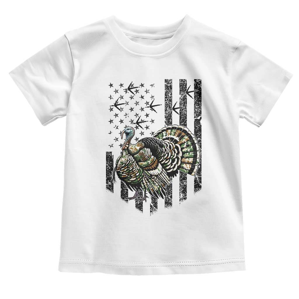 Turkey Hunter Toddler T Shirt Patriotic American Flag Gift - Wonder Print Shop