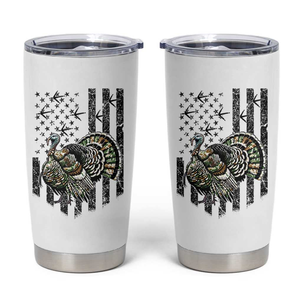 Turkey Hunter Tumbler Cup Patriotic American Flag Gift - Wonder Print Shop
