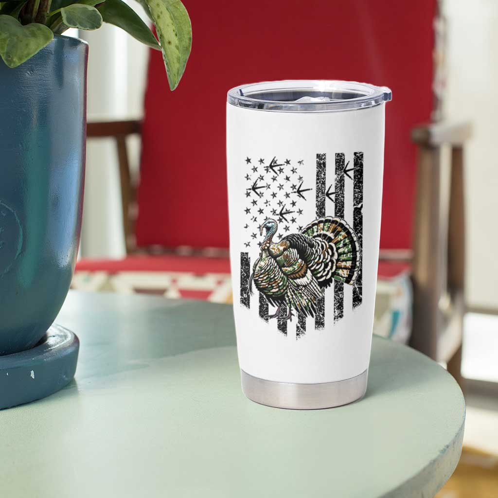 Turkey Hunter Tumbler Cup Patriotic American Flag Gift - Wonder Print Shop