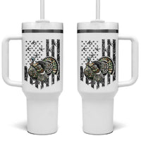 Turkey Hunter Tumbler With Handle Patriotic American Flag Gift - Wonder Print Shop